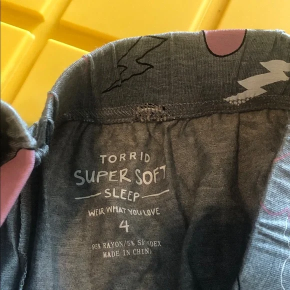 torrid Gray Lounge Shorts with Pink Hearts, Leopard Spots & Black Lightning - Picture 3 of 4